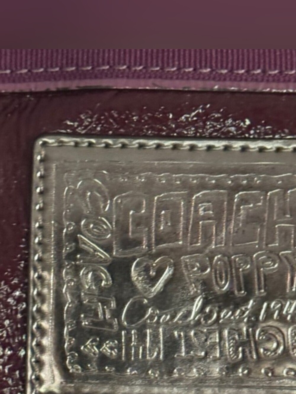 Coach Patent Leather Tote in Plum and Lavender - Picture 3 of 7